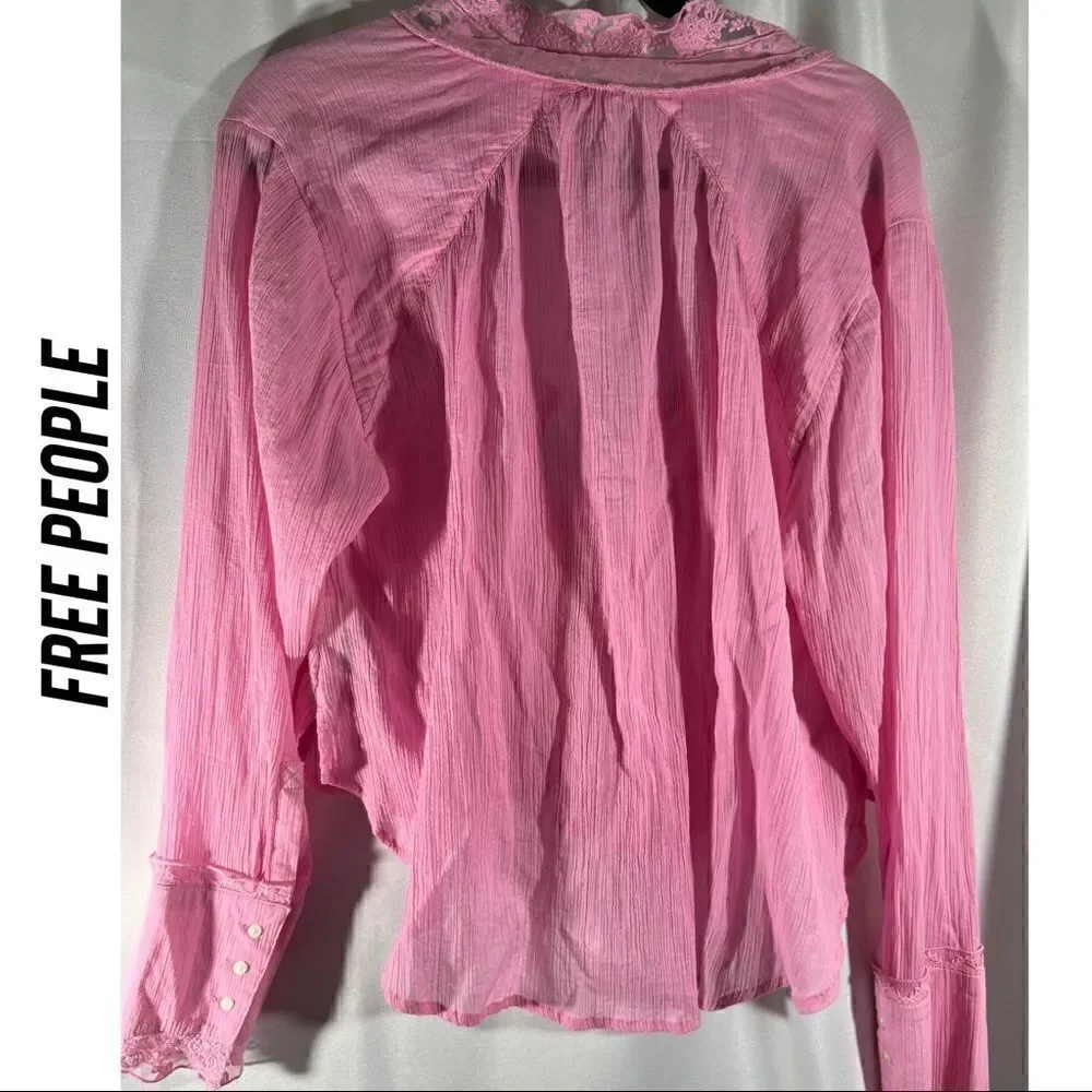 FREE PEOPLE CLEMANCE TOP PINK SMALL NEW